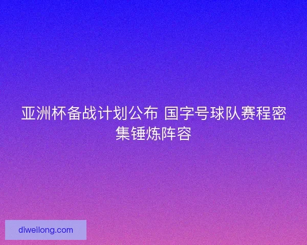 亚洲杯备战计划公布 国字号球队赛程密集锤炼阵容